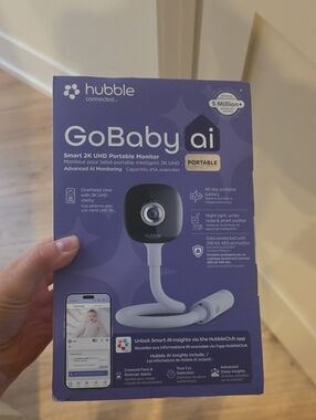 GoBaby ai Smart 2K UHD Portable Baby Monitor - Purple